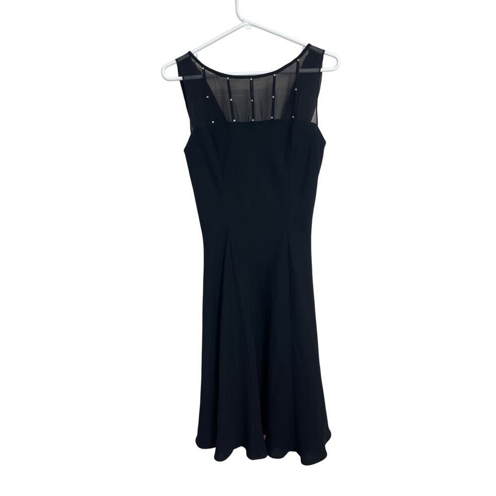 Evan‎ Picone Y2K Vintage Black Rhinestone Draped Back Midi Dress SZ 6 LBD Classy